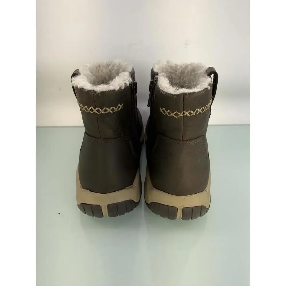 Merrell Encore 4 Bluff Ankle‎ Snow Boots Sz 6 Zip Brown Leather Cozy Faux Fur